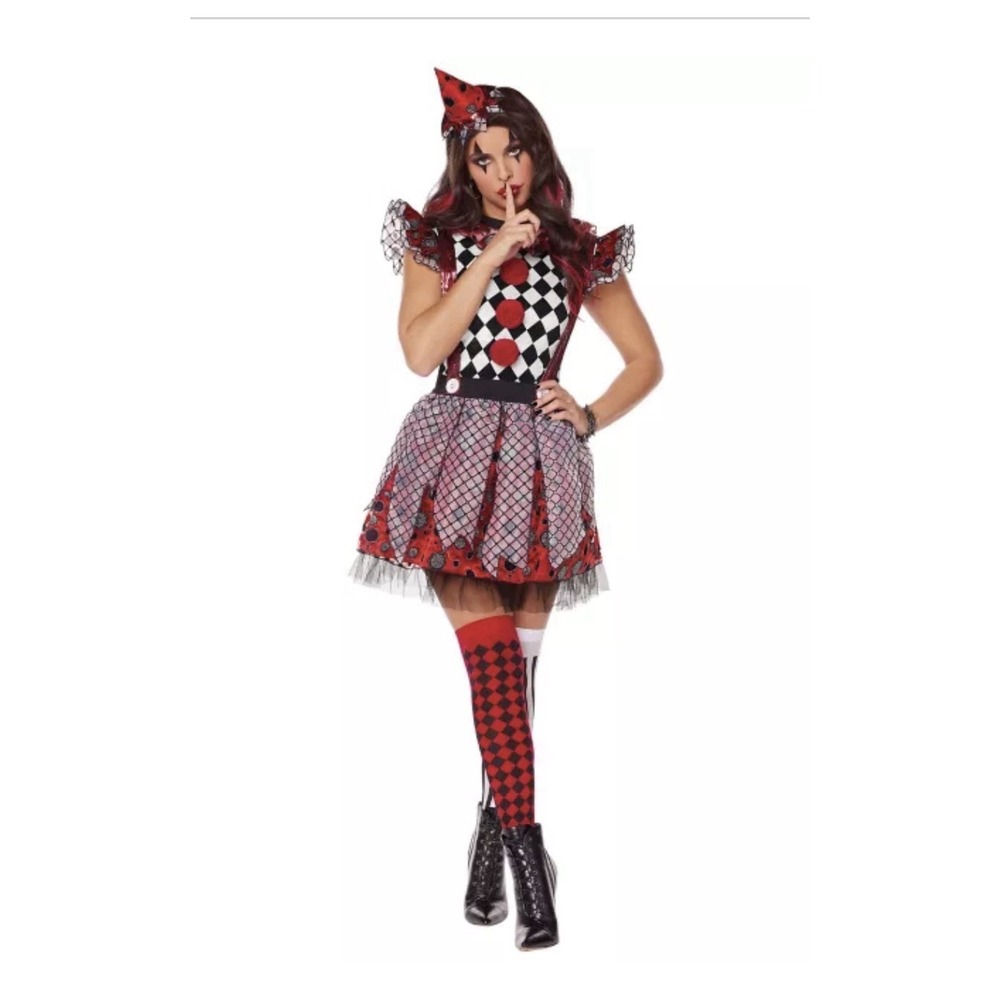 Spirit Circus Clown Costume Adult L (12-14) Black Red White Worn Once - Picture 1 of 7